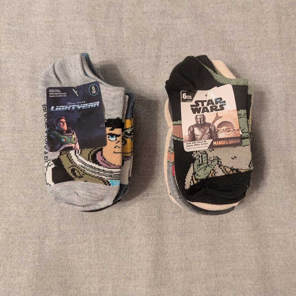 NWT socks bundle, size small 4.5-8.5, Lightyear and Star Wars Mandalorian